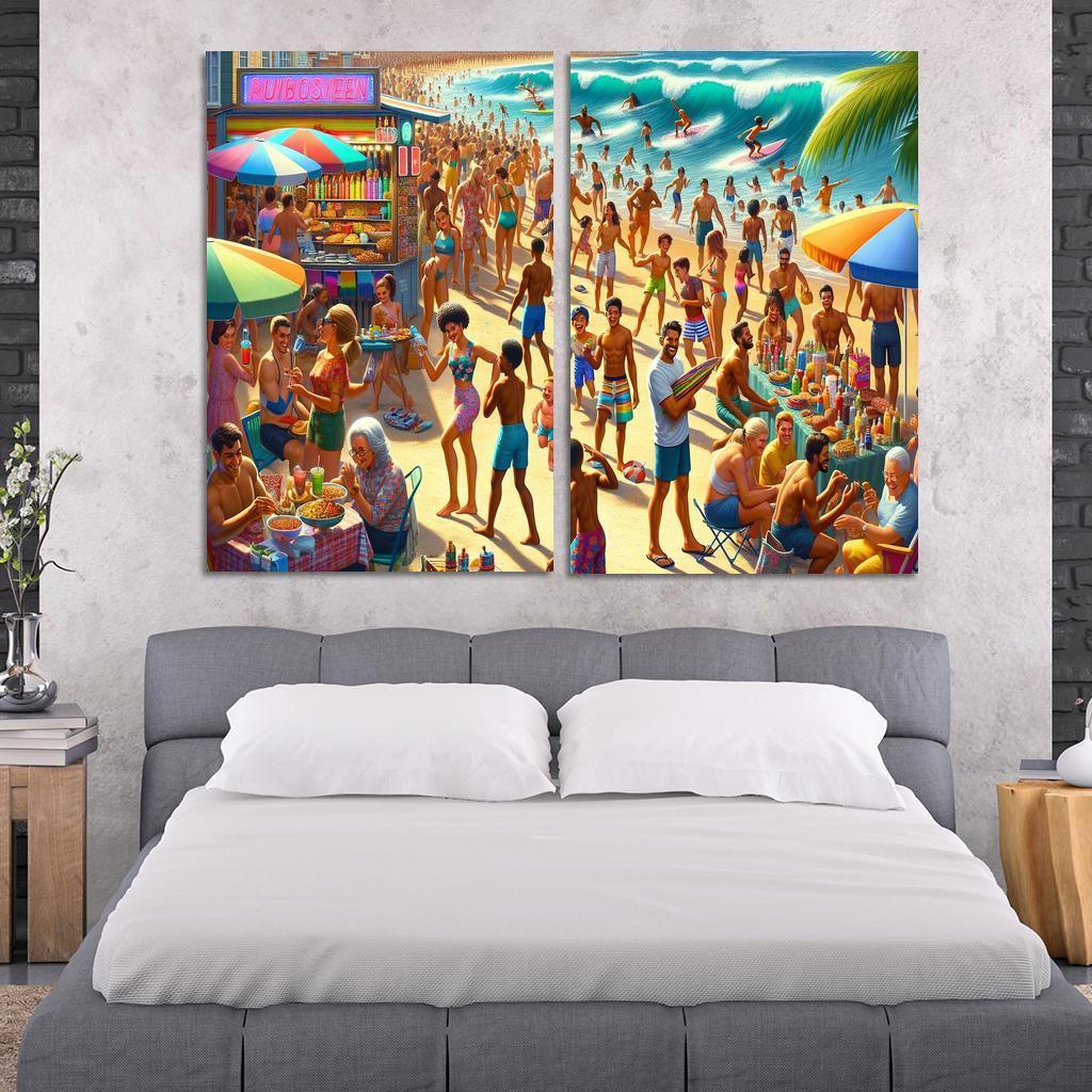 Sunshine Harbor Beach Modern Paintings Frame