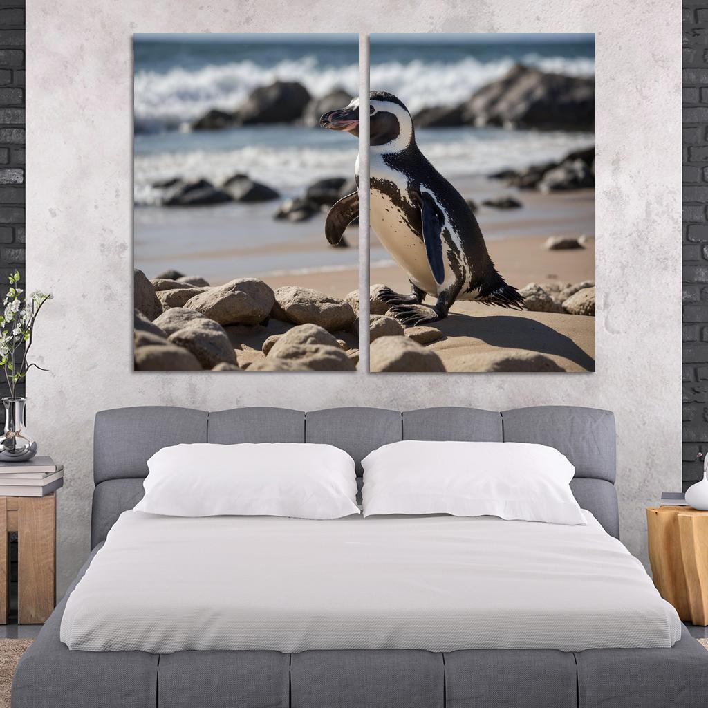 The Magnificent African Penguin The Black-footed Wonder Oil Paintings Frame