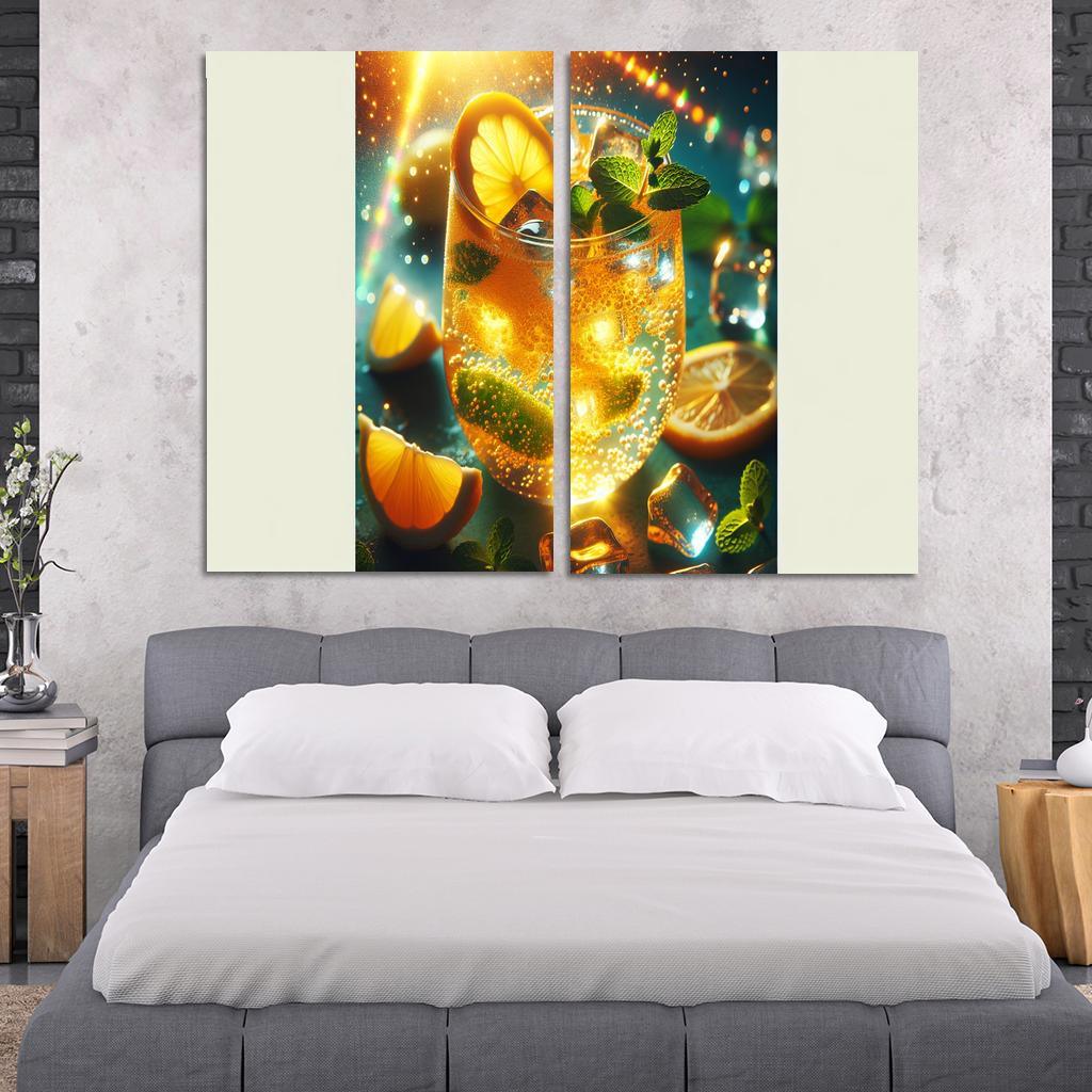 Golden Turmeric Ginger Lemonade 2 Piece HD Canvas Wall Art-Original Frame