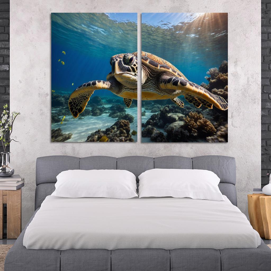 The Graceful Sea Turtle Ancient Traveler Of The Oceans Modern Paintings Frame
