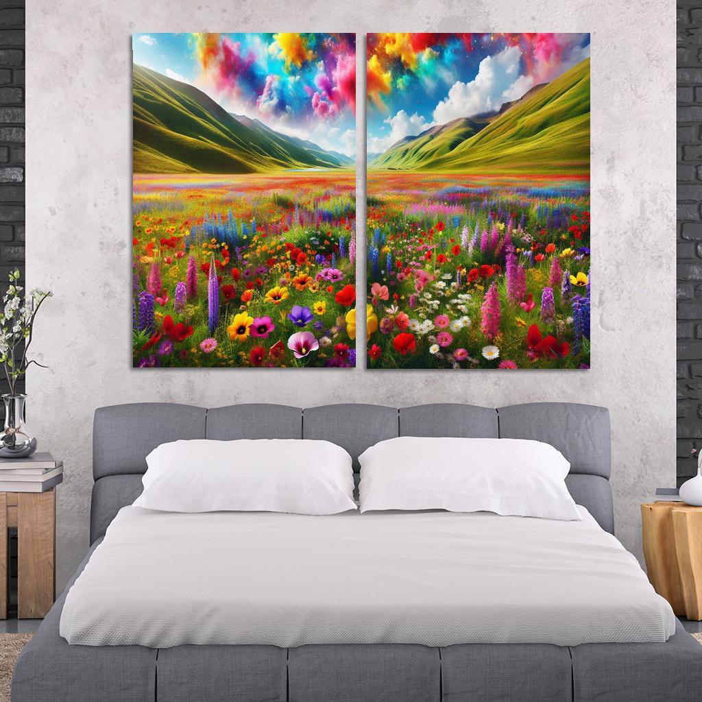 The Vibrant Blooms Of Rainbow Meadow Custom Paintings Frame