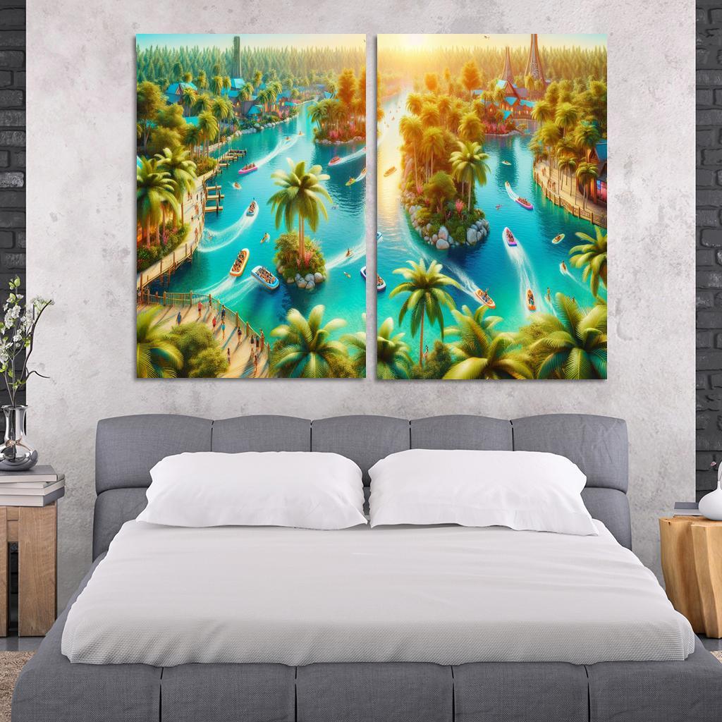 Adventure Lagoon Watersports Paradise Canvas Paintings Frame