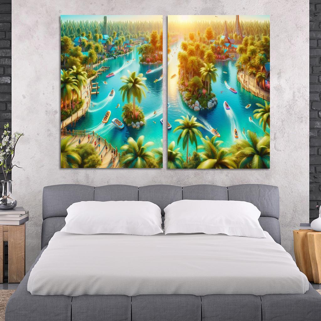 Adventure Lagoon Watersports Paradise Canvas Paintings Frame