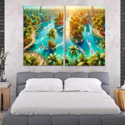 Adventure Lagoon Watersports Paradise Canvas Paintings Frame