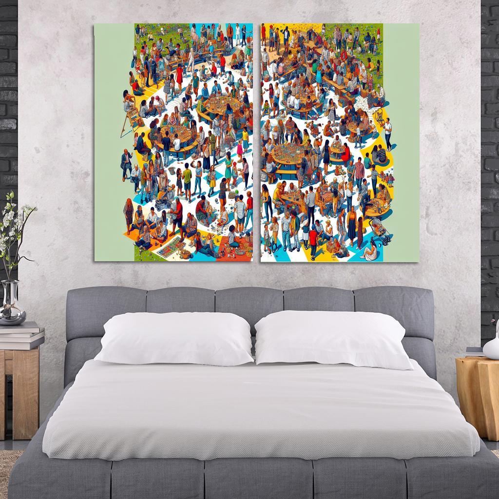 Shared Spaces Celebrating Community And Togetherness Multi-panel Paintings