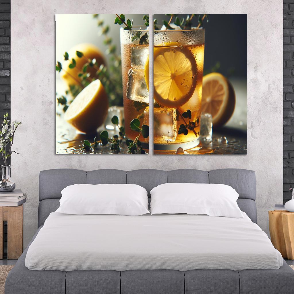 Lemon Thyme Infused Iced Tea 2 Piece HD Canvas Wall Art-Original Frame
