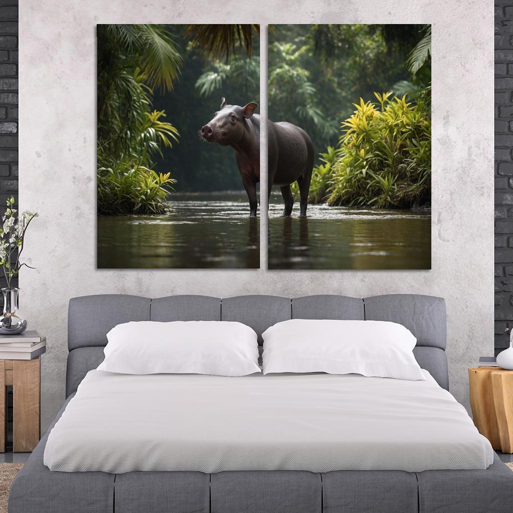 The Playful Baird's Tapir In The Rainforest Framed Paintings