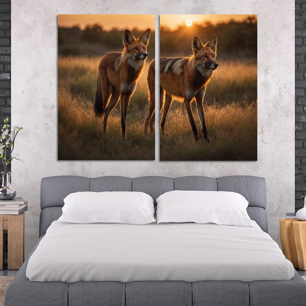 The Serene Maned Wolf Unique Grassland Canine Premium Artwork Frames