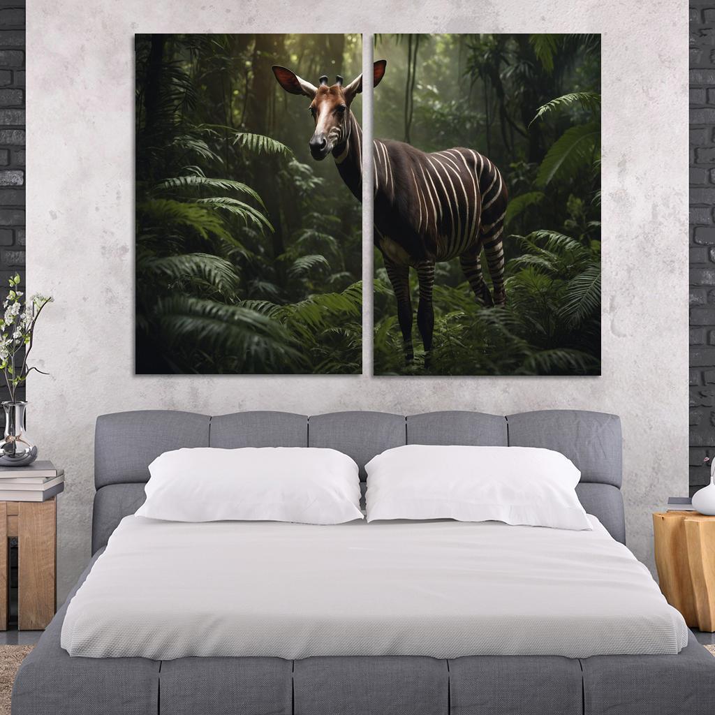 The Spectacular Okapi Forest Giraffe Canvas Paintings Frame
