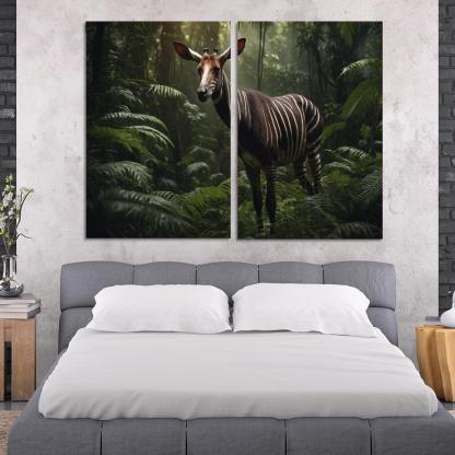 The Spectacular Okapi Forest Giraffe Canvas Paintings Frame