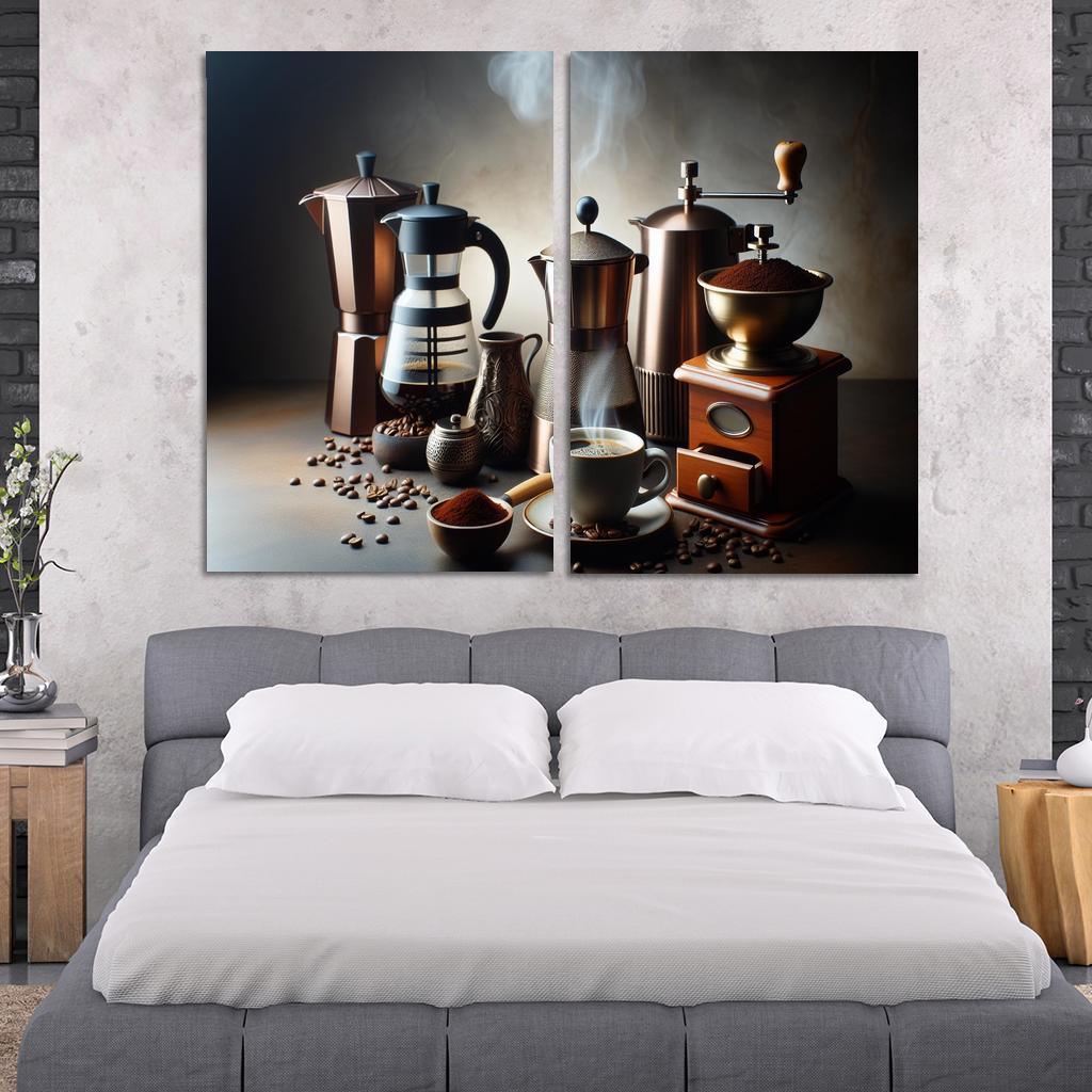Home Brewed Coffee The Art of Crafting Perfection 2 Piece HD Canvas Wall Art-Original Frame