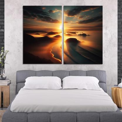Morning Mist Beach Serene Sunrises Custom Paintings Frame