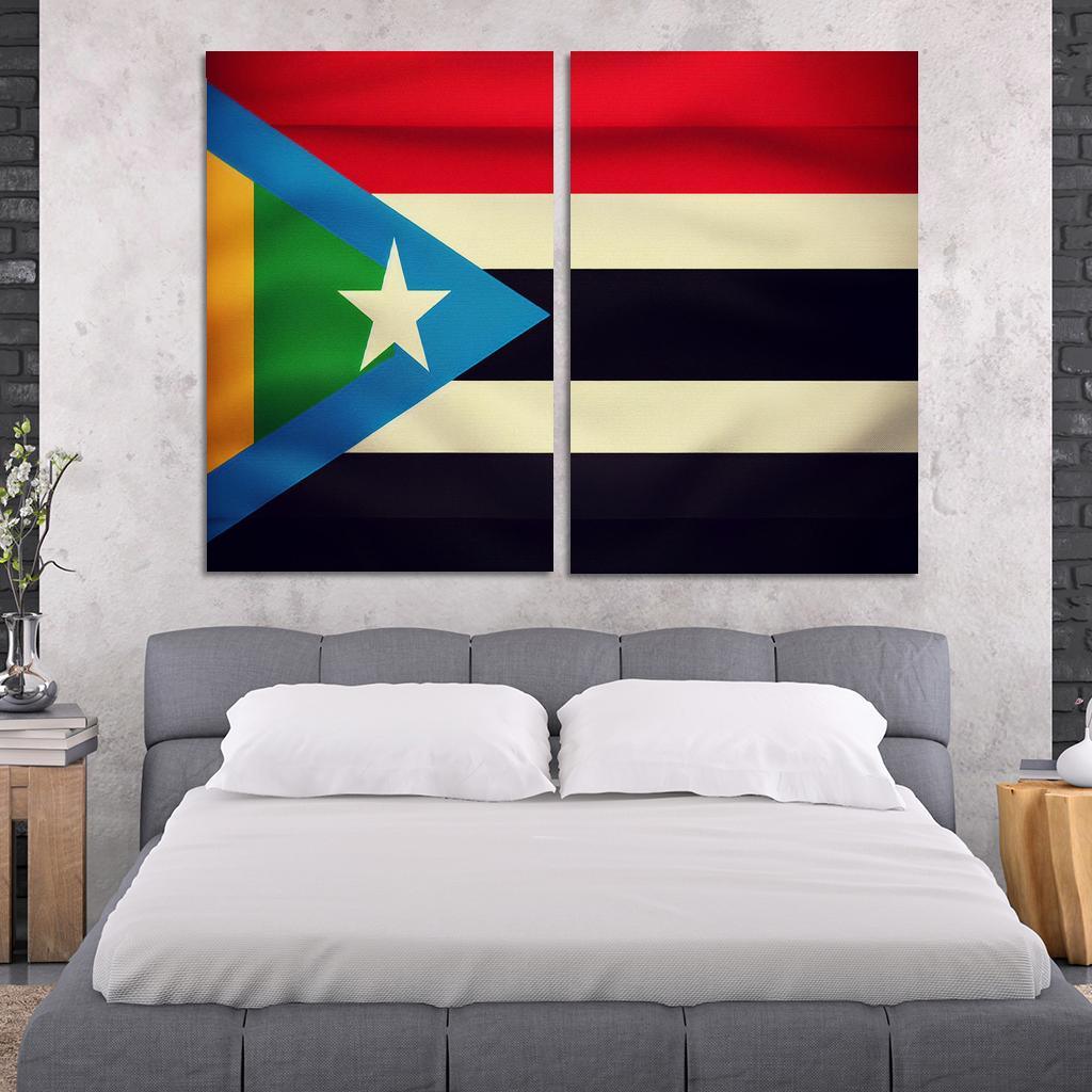 Spirit of Independence The Flag of South Sudan 2 Piece HD Canvas Wall Art-Original Frame