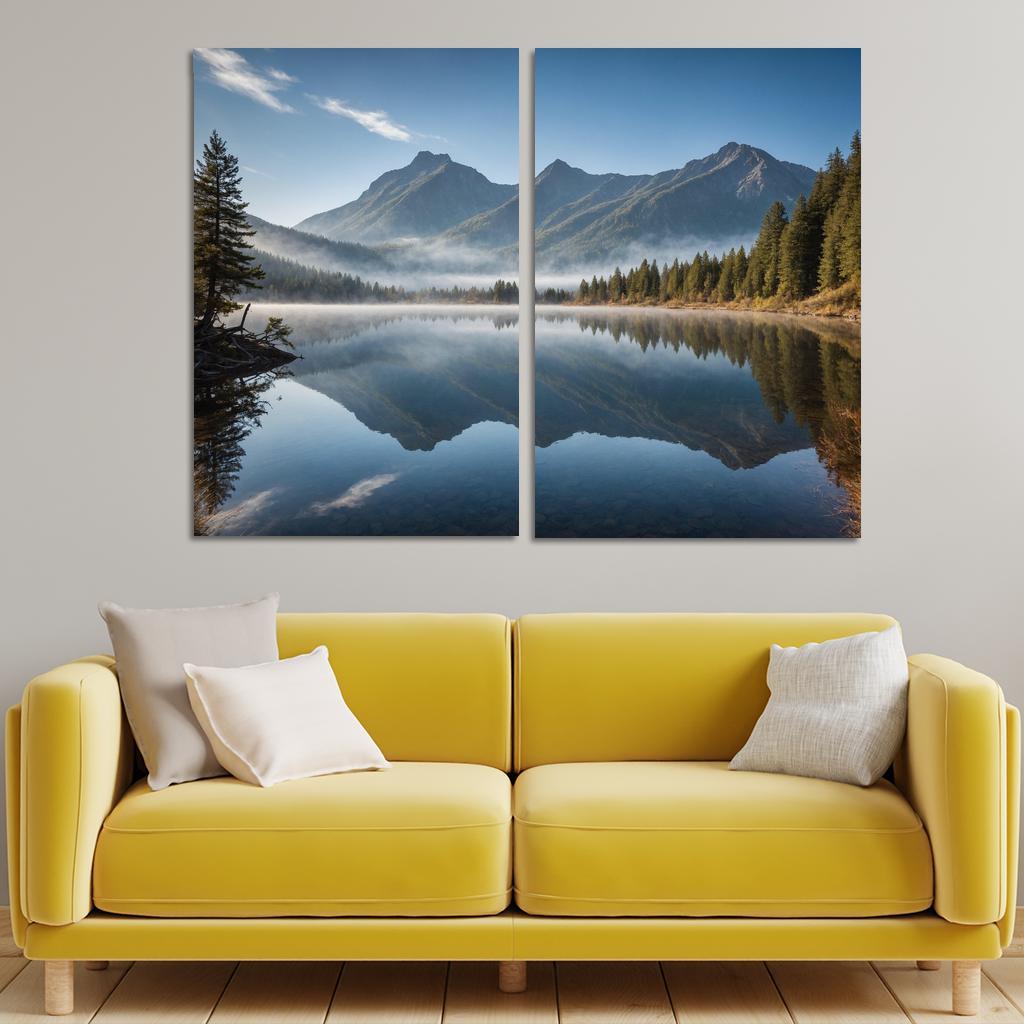 The Celestial Splendor Of Mountain Reflections Oil Paintings Frame