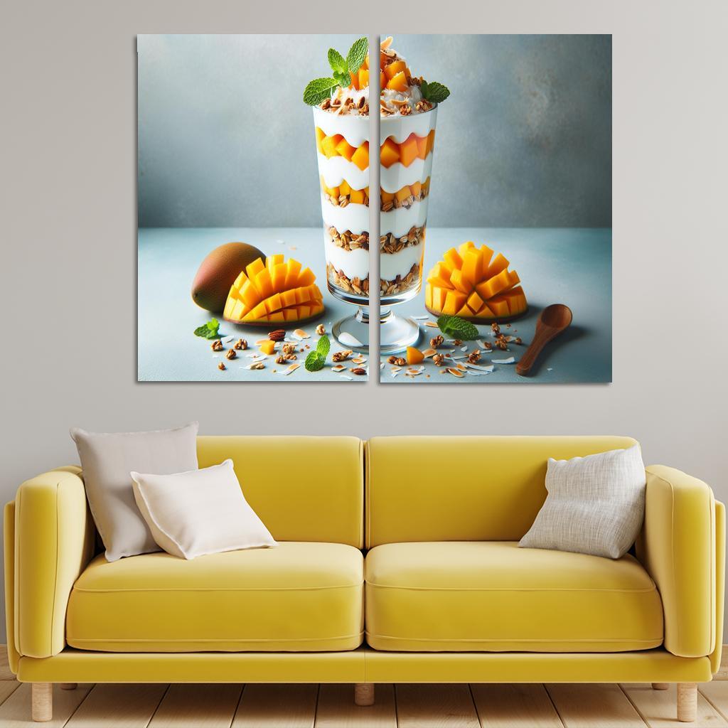 Creamy Coconut Mango Parfait 2 Piece HD Canvas Wall Art-Original Frame