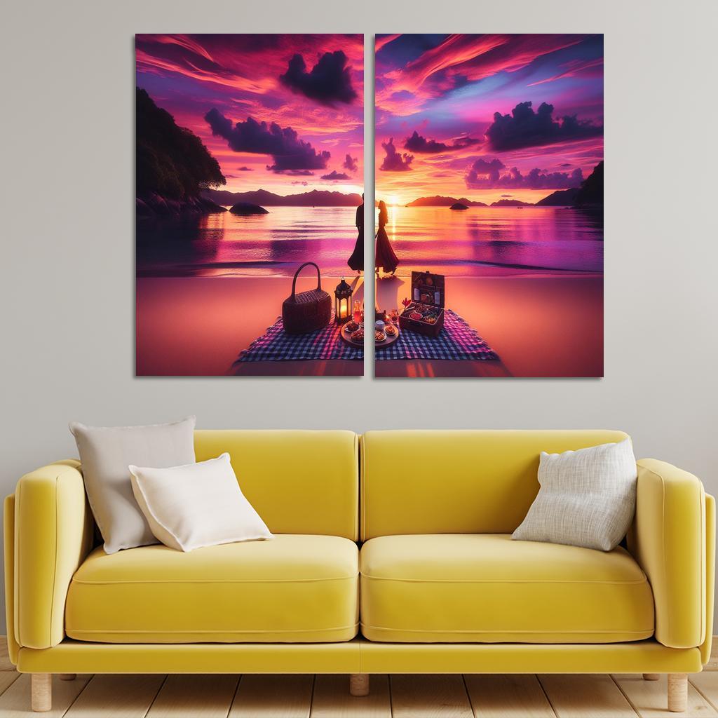 Sunset Vista Romantic Getaway Modern Paintings Frame