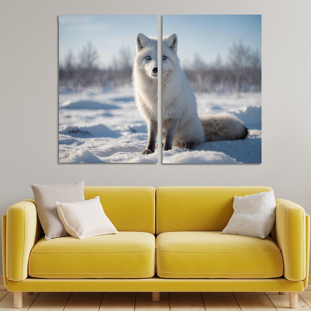 The Elusive Arctic Fox In Winter Wonderland Canvas Paintings Frame