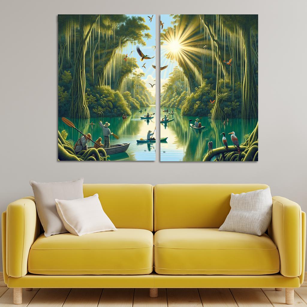 Mystic Waters Lagoon Adventure Abstract Paintings Frame