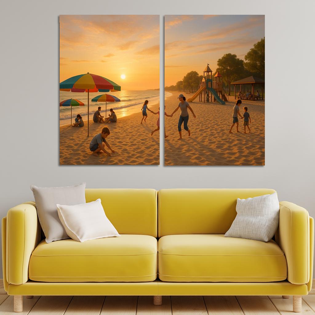 Sunrise Beach Calm And Family Friendly Custom Paintings Frame