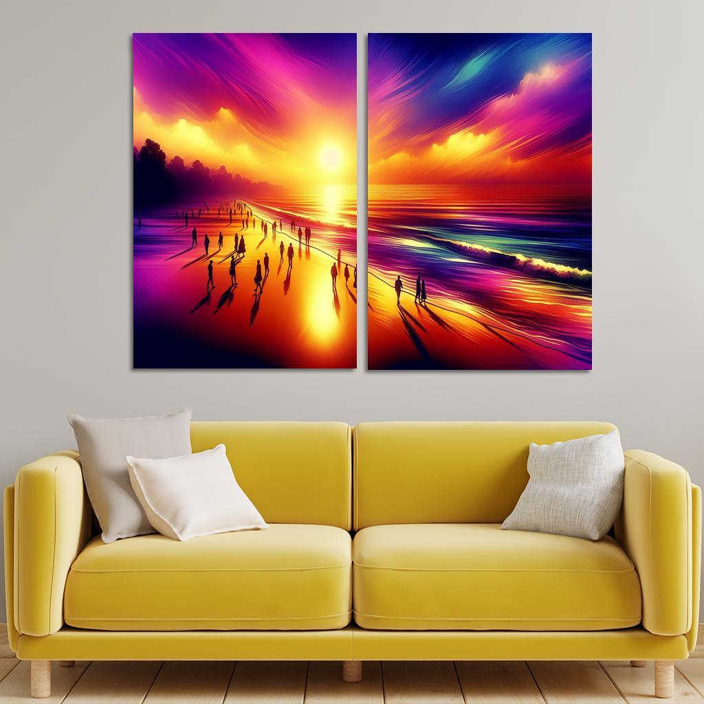 Shimmering Sands Sunset Beachwalks Abstract Paintings Frame