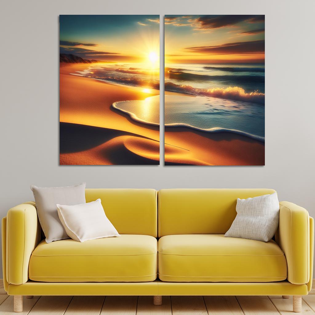 Golden Horizon Sunrise Spectacle Custom Paintings Frame