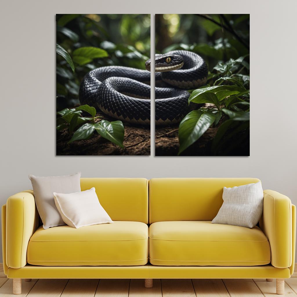 The Striking King Cobra In A Rainforest Setting Framed Paintings
