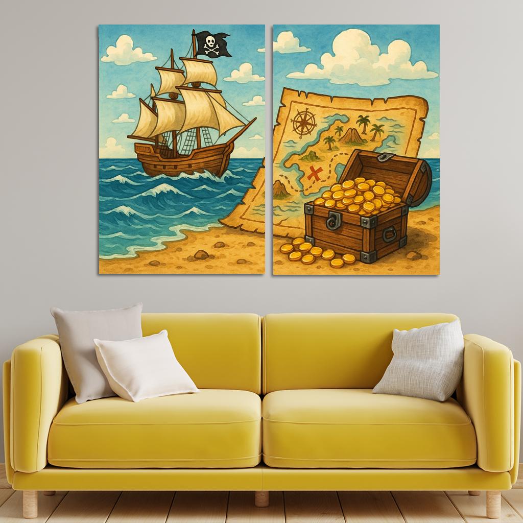Pirate's Treasure - High Seas Adventure Framed Paintings