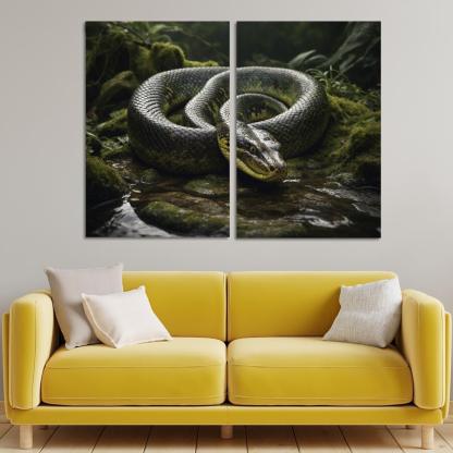 The Mysterious Green Anaconda Giant Of The Swamps Canvas Paintings Frame