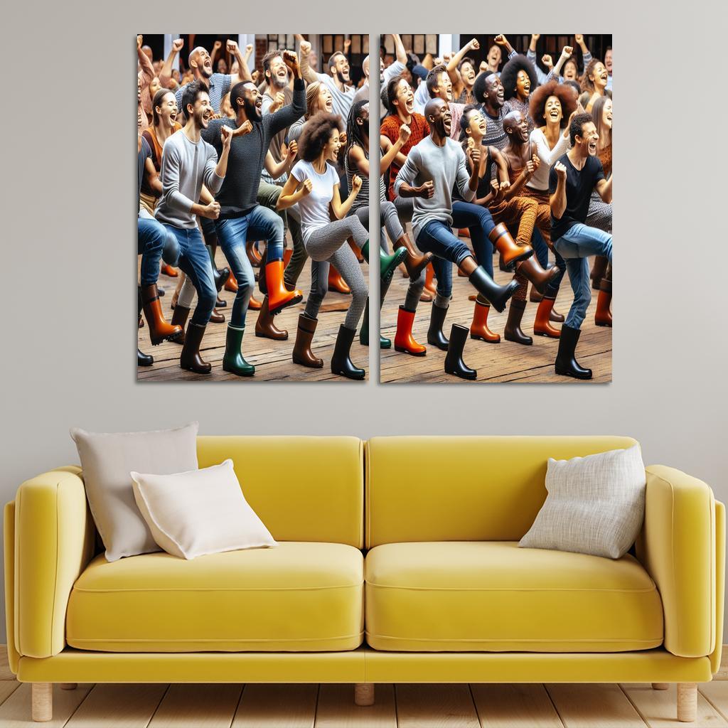 Gumboot Dance The Rhythmic Voice Of South Africa Modern Paintings Frame