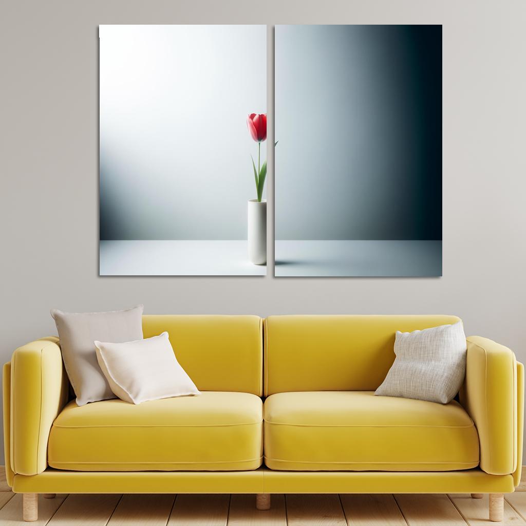 Botanical Minimalism A Single Stem Elegance 2 Piece HD Canvas Wall Art-Original Frame