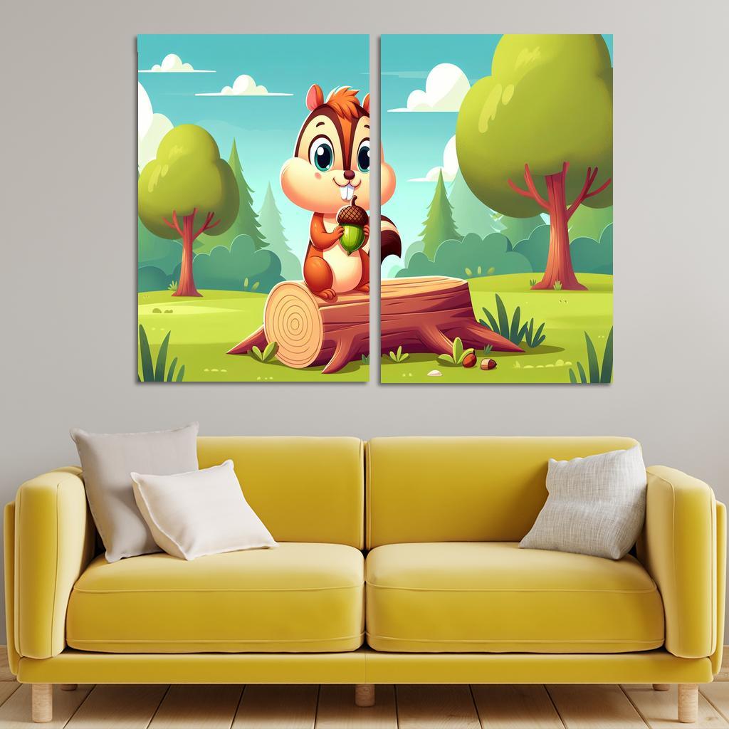 Cheeky Chipmunk 2 Piece HD Canvas Wall Art-Original Frame