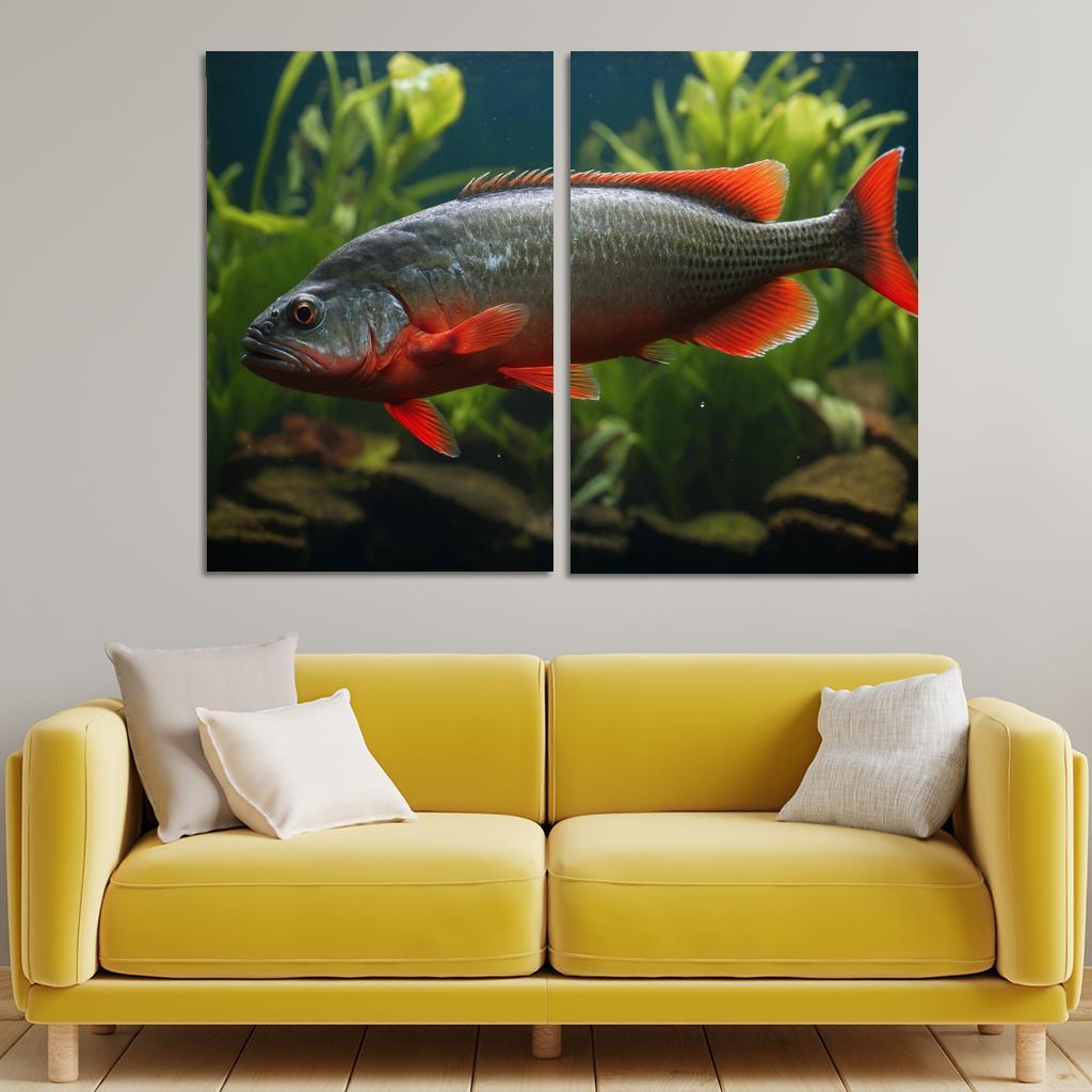 The Endearing Red-bellied Piranha In Freshwater Framed Paintings
