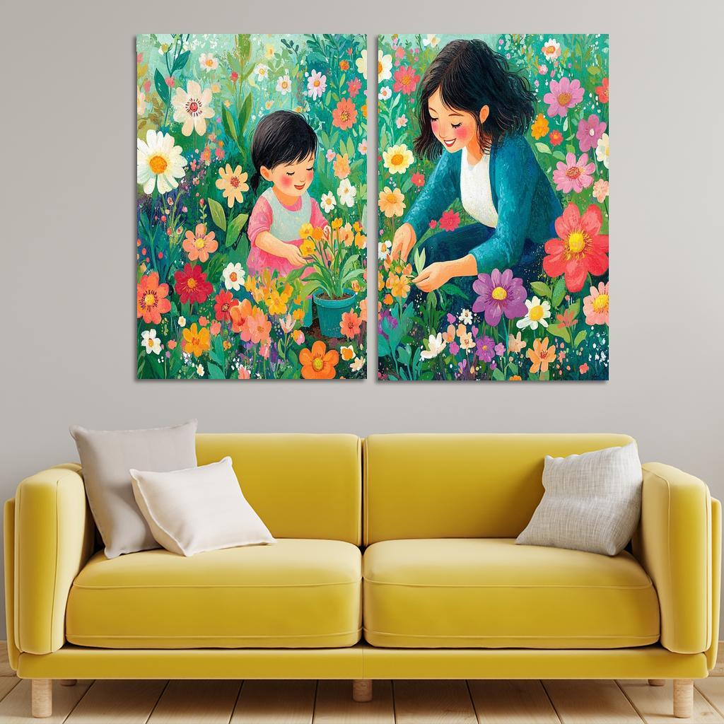 The Blooming Path A Mothers Nurturing Journey Canvas Paintings Frame