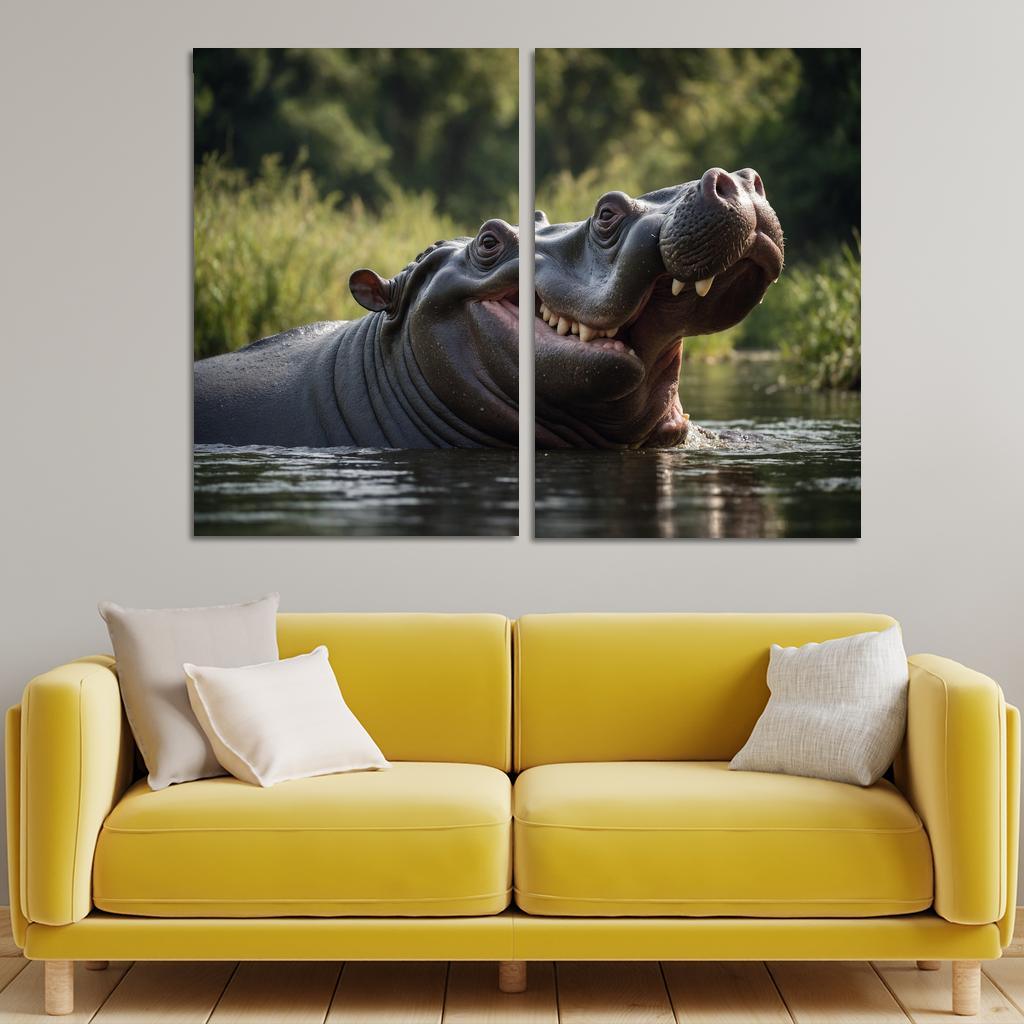 The Imposing Hippopotamus The River Giant Framed Paintings
