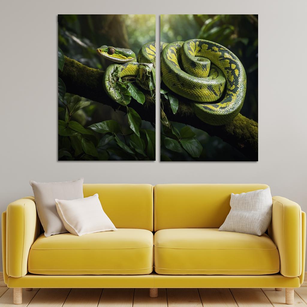 The Stunning Green Tree Python A Gem Of The Rainforest Canvas Paintings Frame