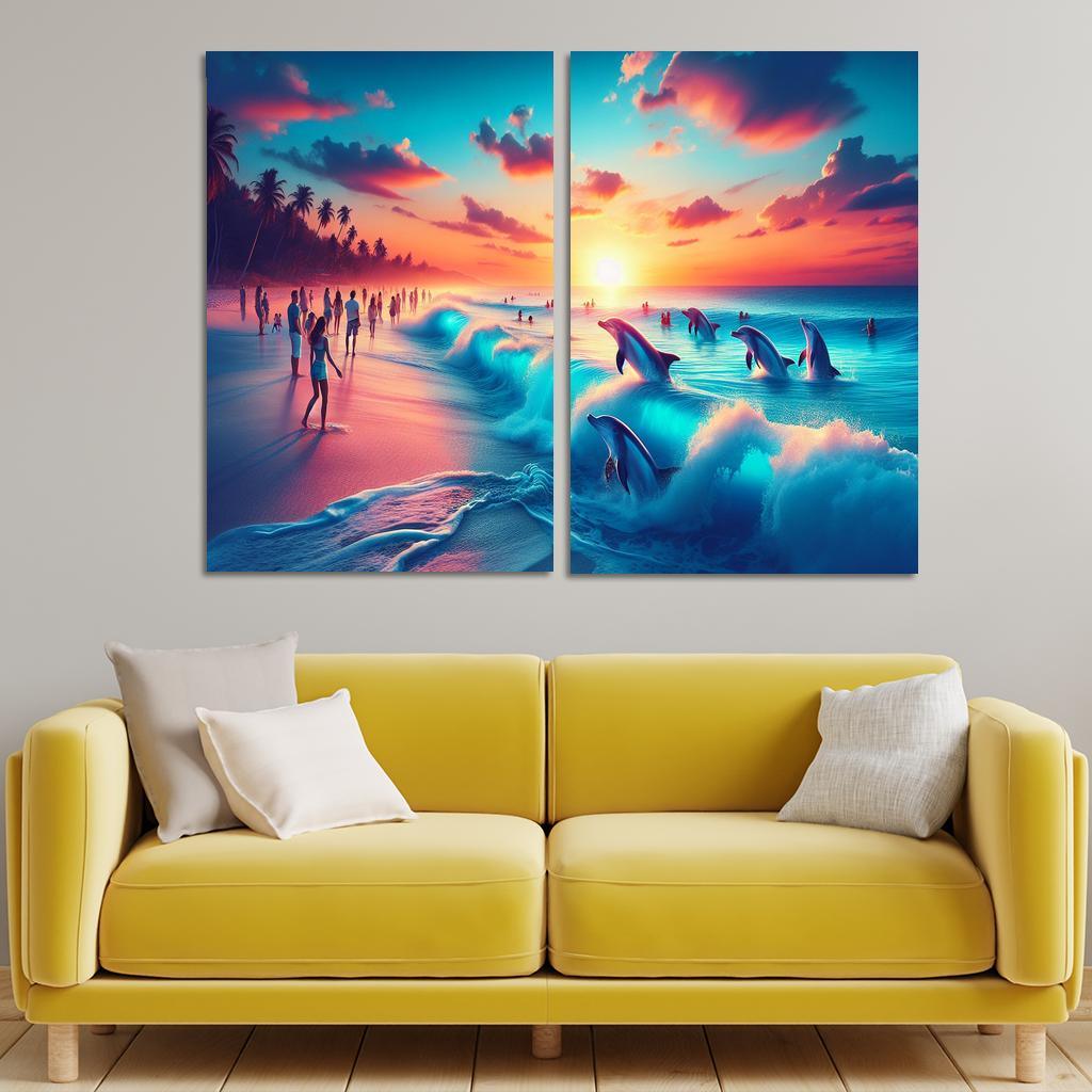 Cerulean Bliss Sunset And Wildlife Watching Premium Artwork Frames