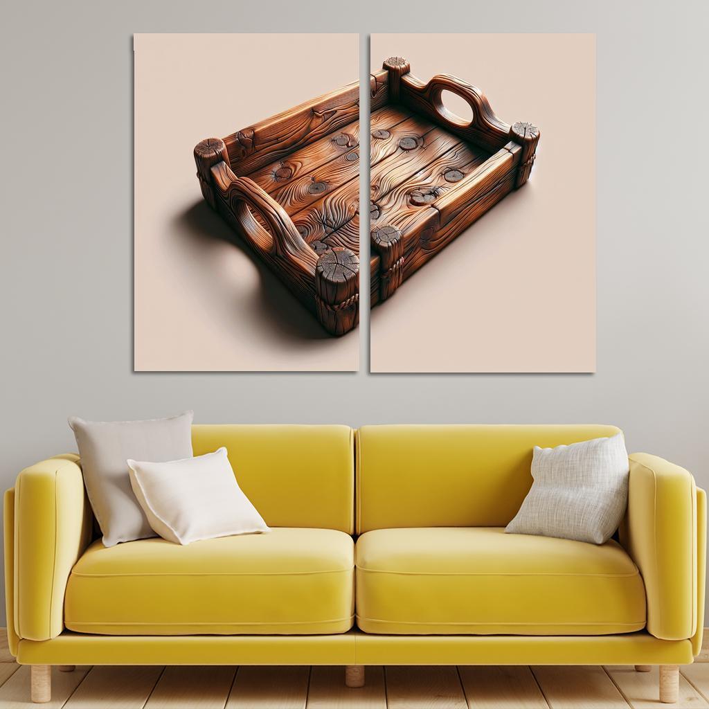 Rustic Wooden Tray with Handles 2 Piece HD Canvas Wall Art-Original Frame