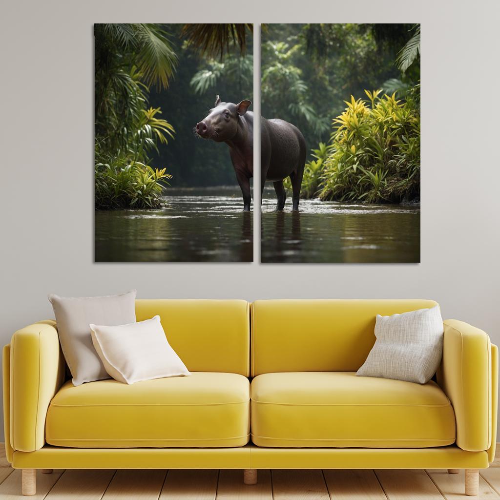 The Playful Baird's Tapir In The Rainforest Framed Paintings