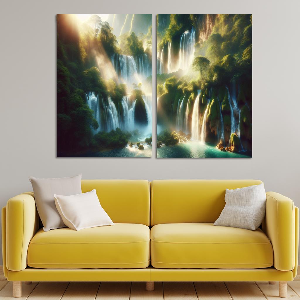 The Serene Cascades Of Crystal Falls Custom Paintings Frame