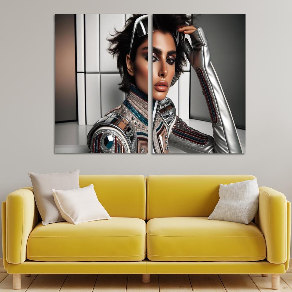 Retro Futurism Fashioning the Future 2 Piece HD Canvas Wall Art-Original Frame