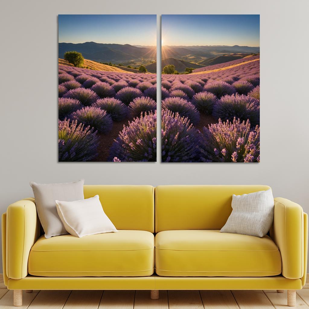 The Serene Valley Of Lavender Blooms Multi-panel Paintings
