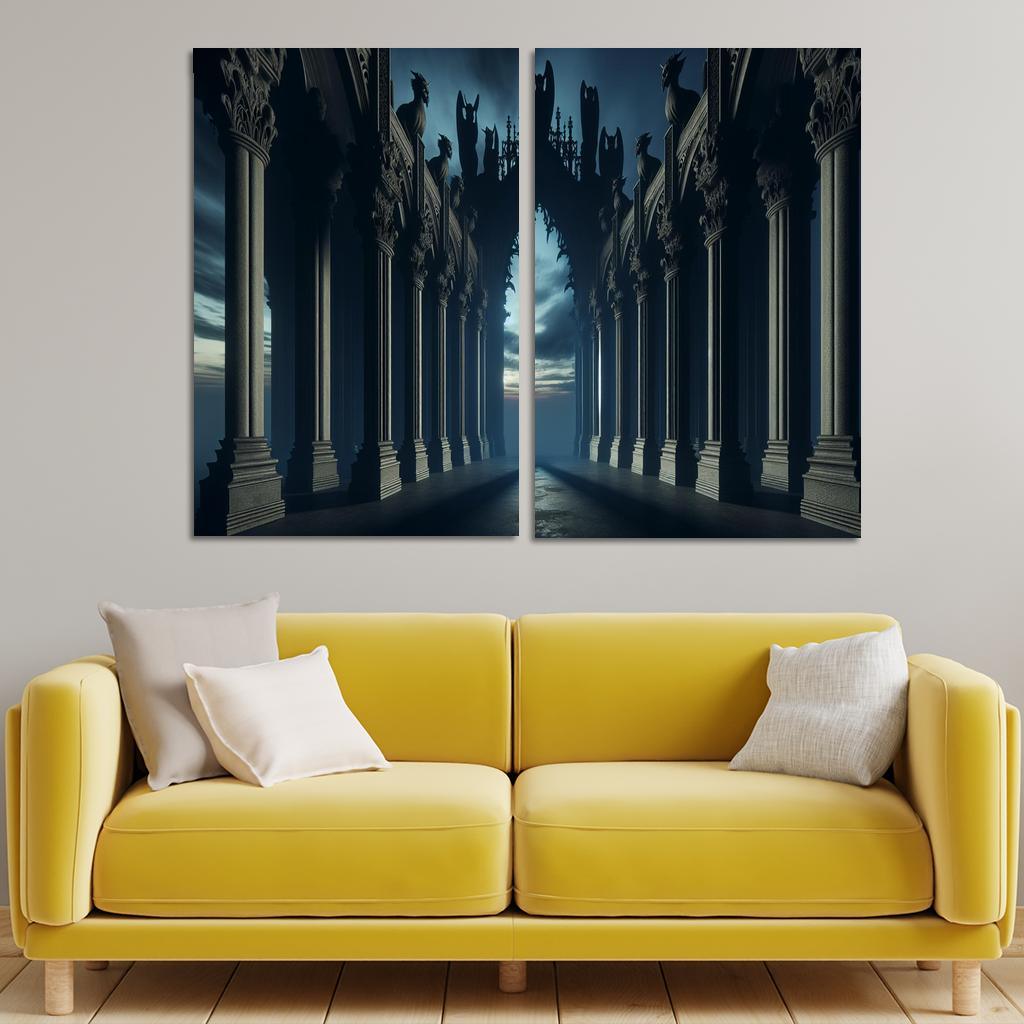Sinister Arches The Gateway to the Unknown 2 Piece HD Canvas Wall Art-Original Frame