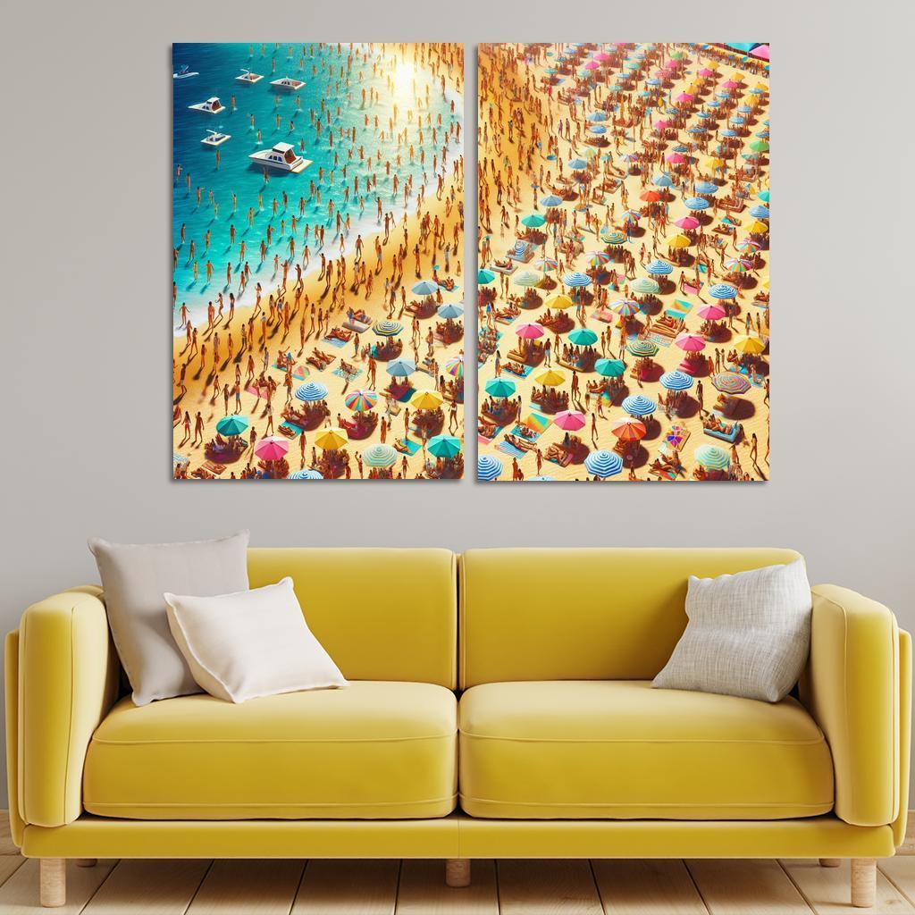 Sunny Isle Vibrant Beach Party Hub Premium Artwork Frames