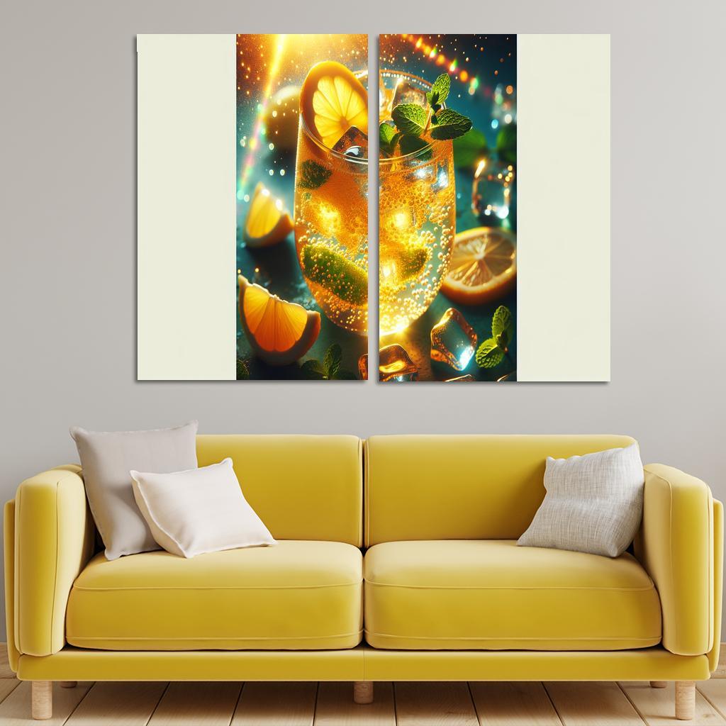 Golden Turmeric Ginger Lemonade 2 Piece HD Canvas Wall Art-Original Frame