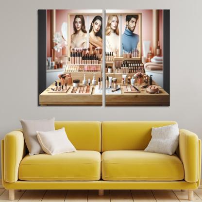 Interactive Beauty Customizable Products 2 Piece HD Canvas Wall Art-Original Frame