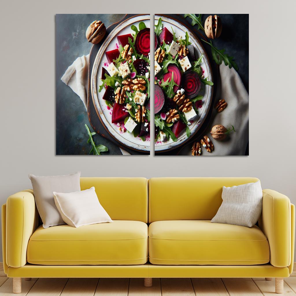 Beetroot and Feta Salad with Walnut Dressing 2 Piece HD Canvas Wall Art-Original Frame