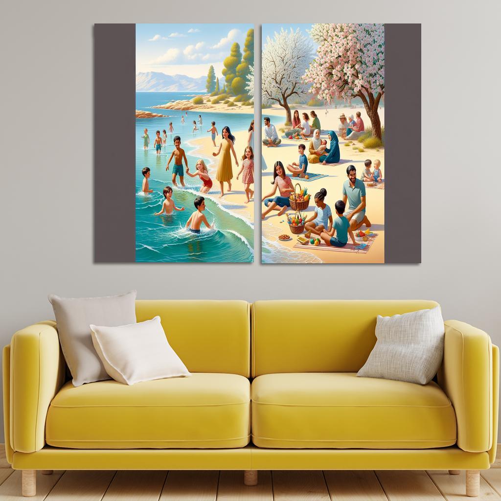 Almond Blossom Beach A Scenic Family Retreat Premium Artwork Frames