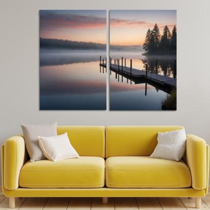 The Tranquil Horizon Of Still Waters Oil Paintings Frame