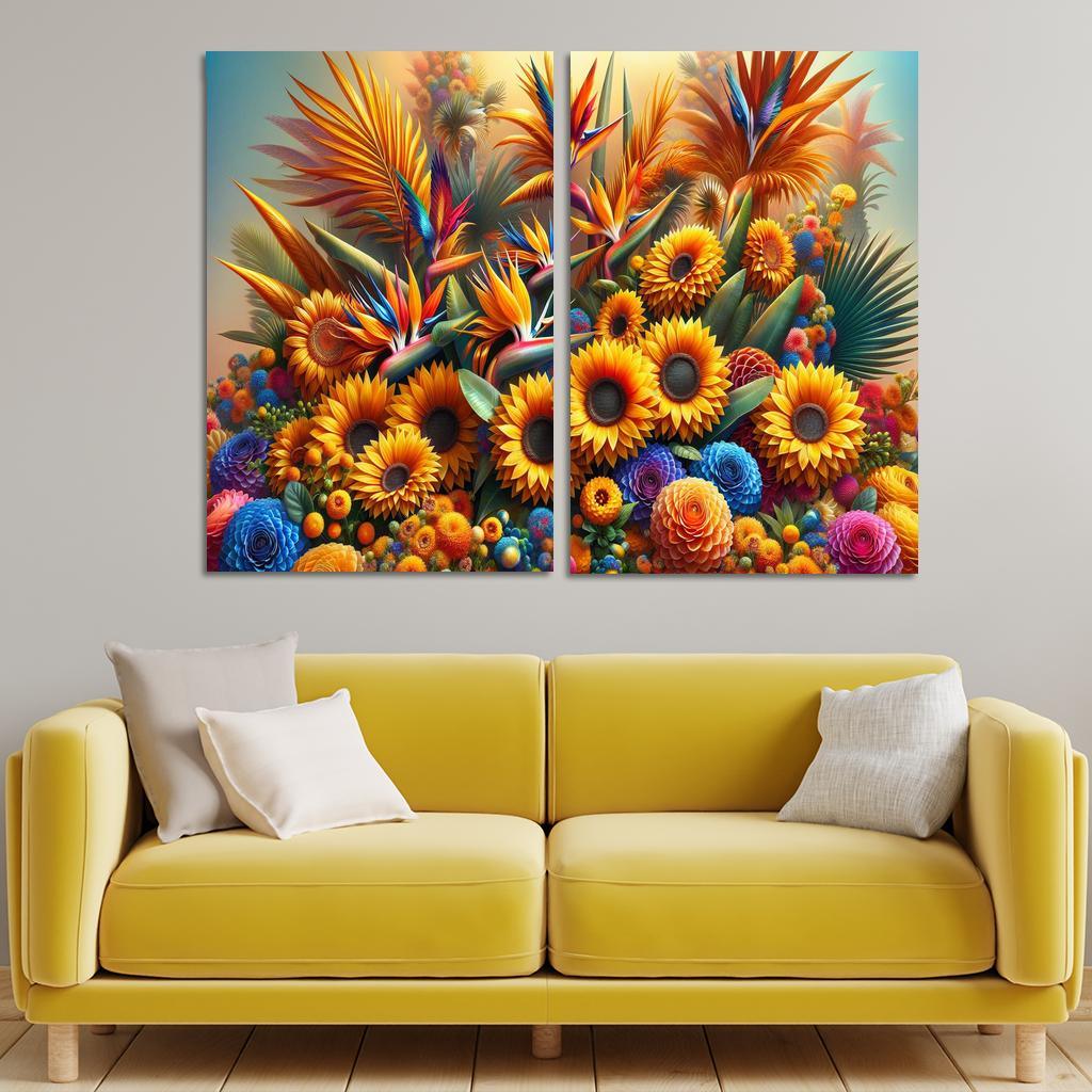Festival of Colors A Celebration of Floral Diversity 2 Piece HD Canvas Wall Art-Original Frame