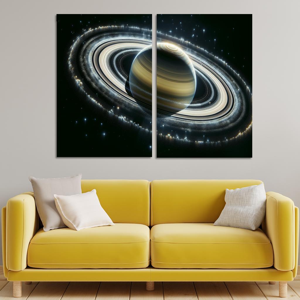 The Secrets of Saturn's Faint Rings 2 Piece HD Canvas Wall Art-Original Frame